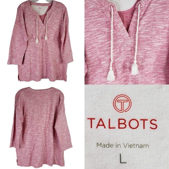 Talbots Tops - Talbots Sweatshirt Womens Size Large L Pullover Cotton Stretch Boxy Pink Red